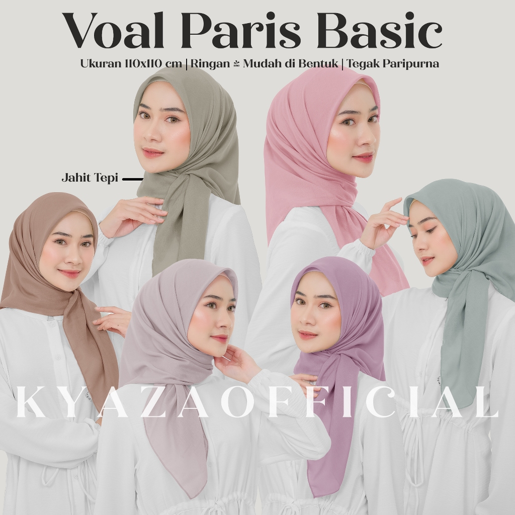 𝐊𝐘𝐀𝐙𝐀 - HIJAB Voal Paris, Voal Premium , Hijab Segiempat Voal KYZ1