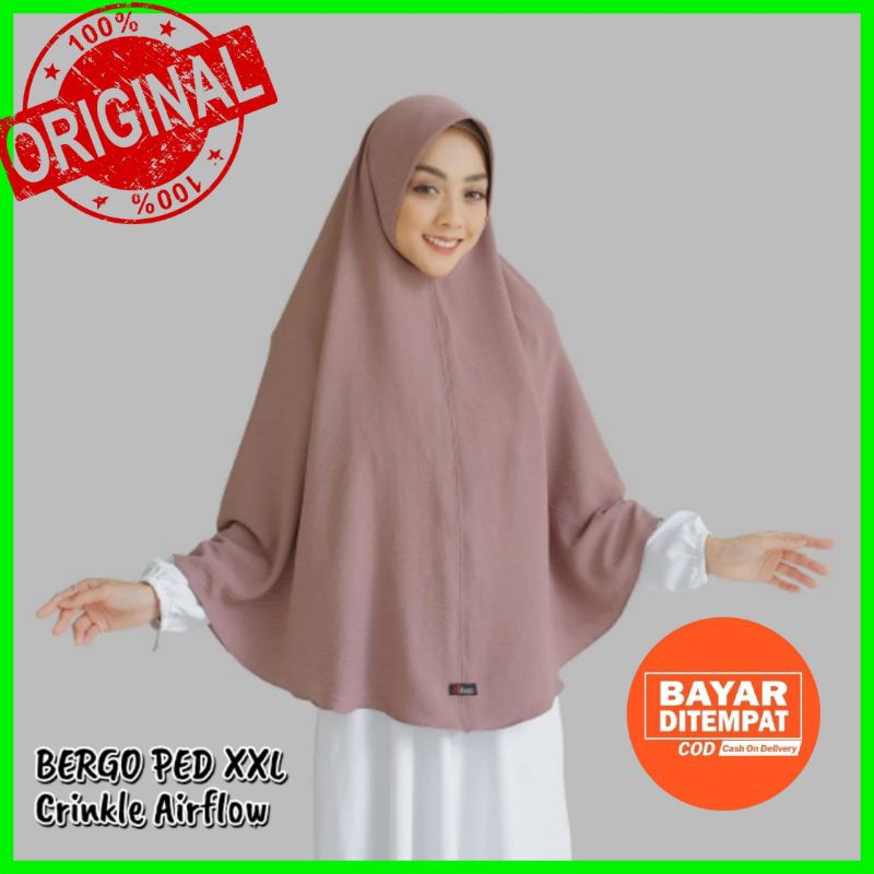 VIRAL (Bisa COD) MULIA HIJAB Bergo Crinkle Airflow Premium Jumbo XXL / Jilbab Instan Jumbo Syar'i Po