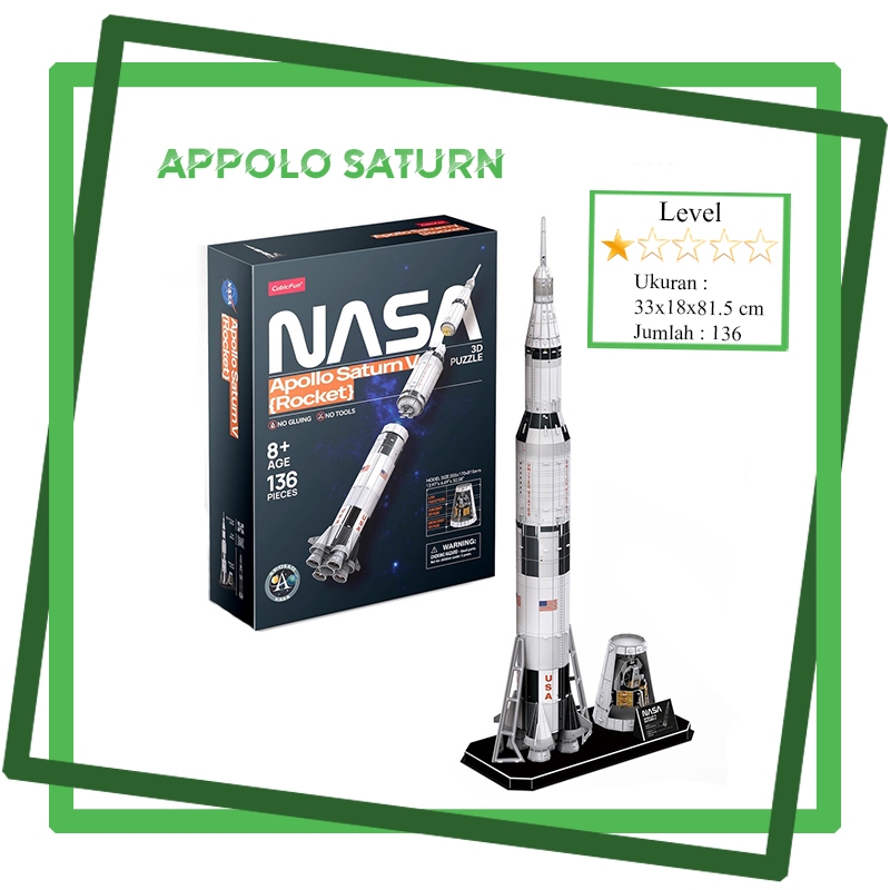 Puzzle 3D ROKET Apollo Saturn V Model Roket Display Koleksi Pajangan