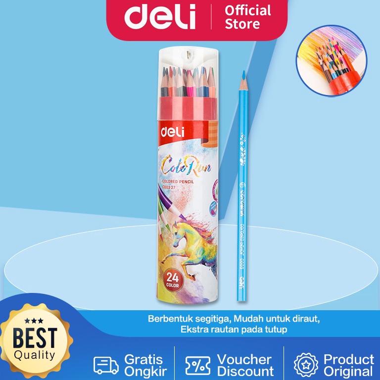 

KODE K1P8 Deli Pensil Warna 24 Warna dengan Bonus Rautan Pensil pada box EC327