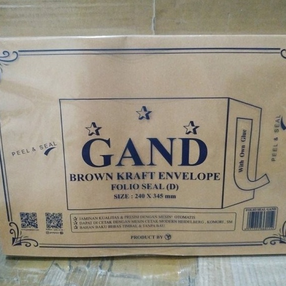 

KODE Q7S6 Amplop Coklat Folio Gand with Seal Lem Perekat