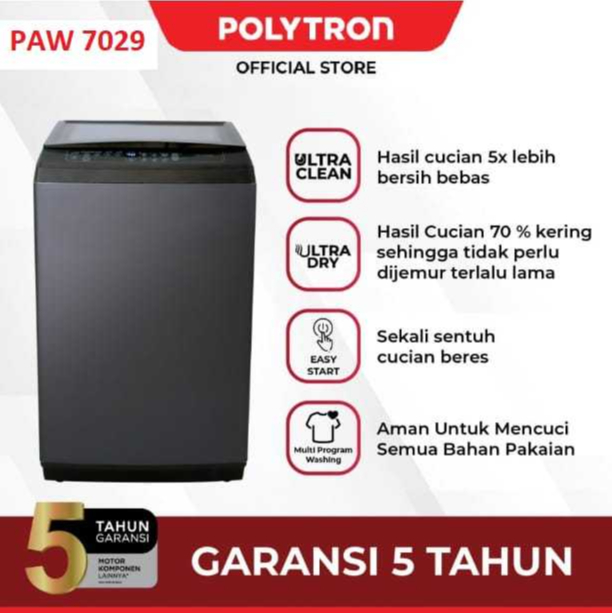 MESIN CUCI 1 TABUNG POLYTRON 7KG