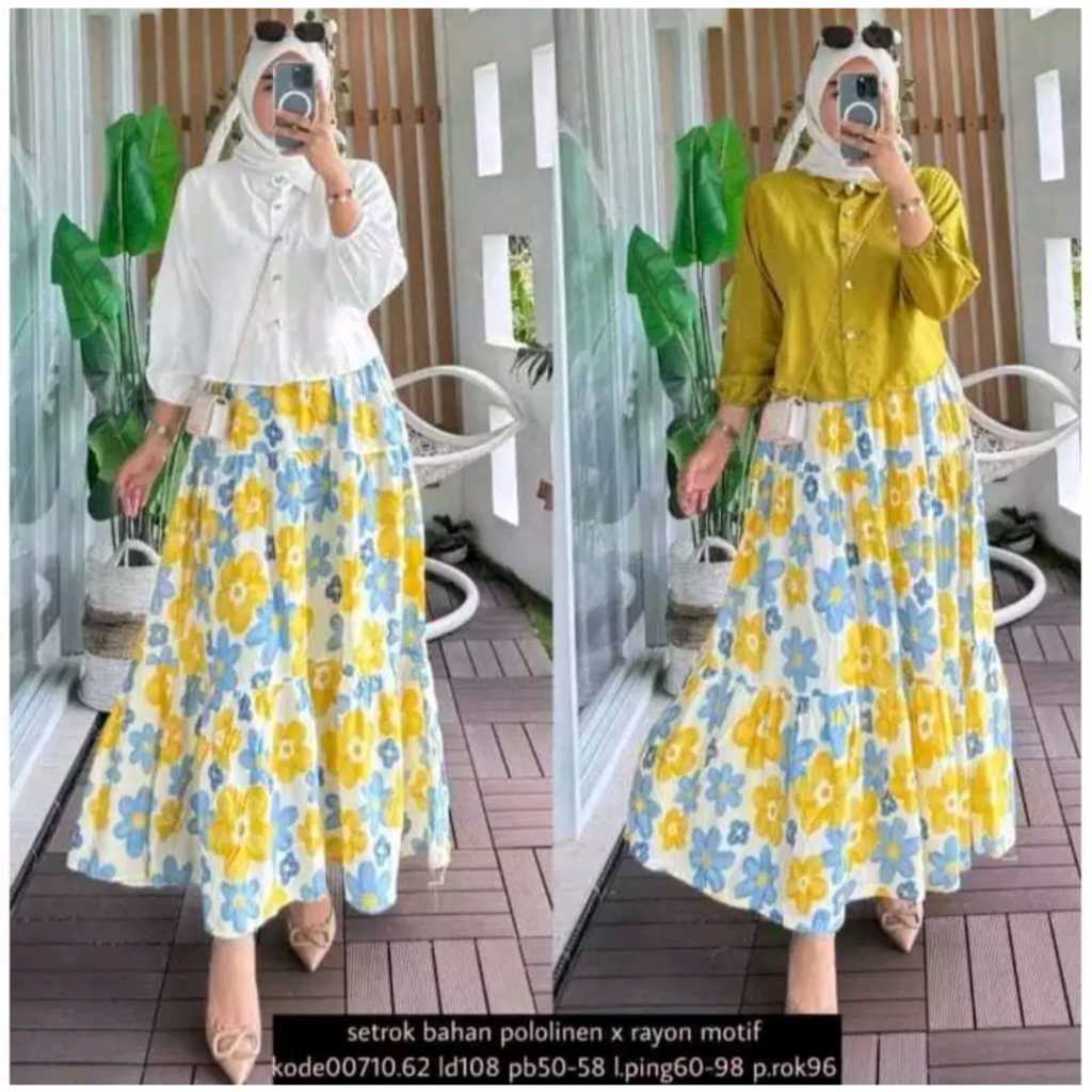 ZaraSet Rok Wanita - One Set Rok Wanita Kekinian - Set Rok Korean Style Hijab - Setrok Wanita Import
