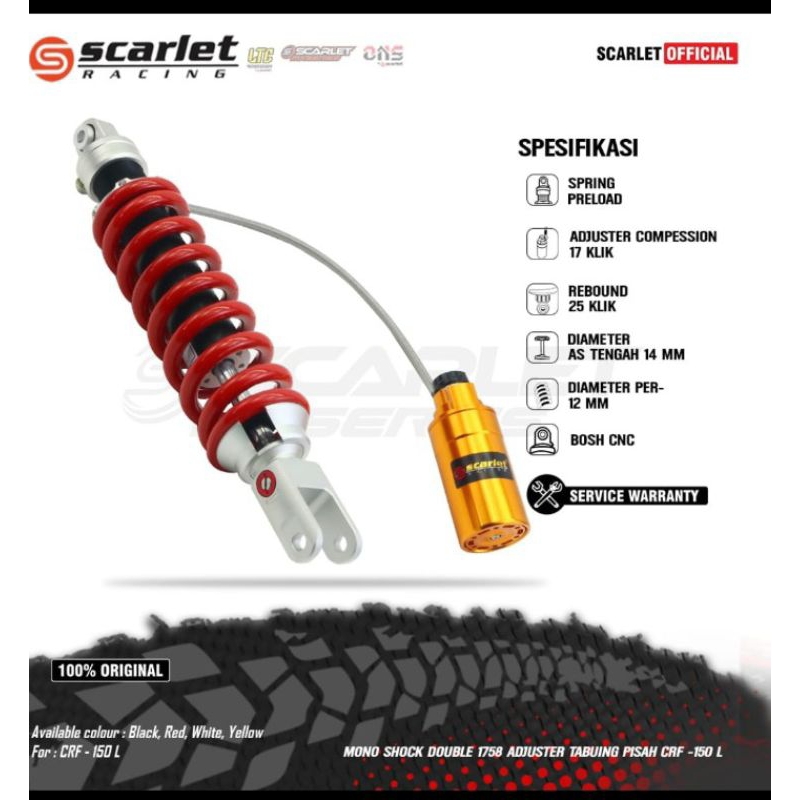 SCARLET MONO Shock KLX / CRF  tabung  double adjuster