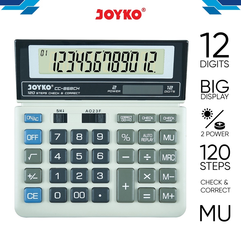 

KODE C5L7 Calculator Kalkulator Joyko CC868CH 12 Digits Check Correct