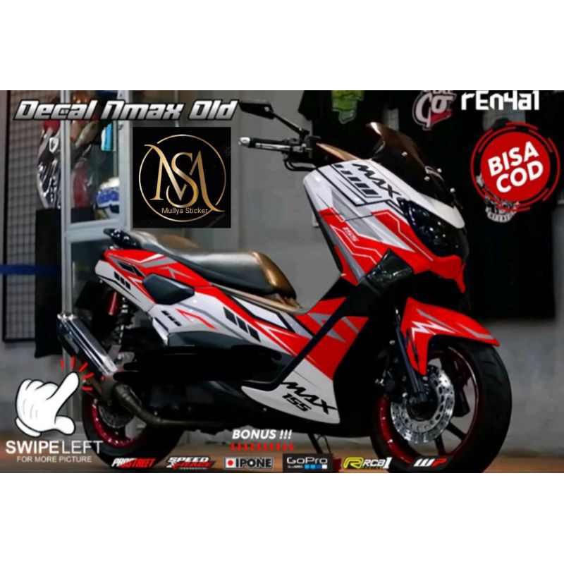 stiker decal nmax old full body grafis merah putih