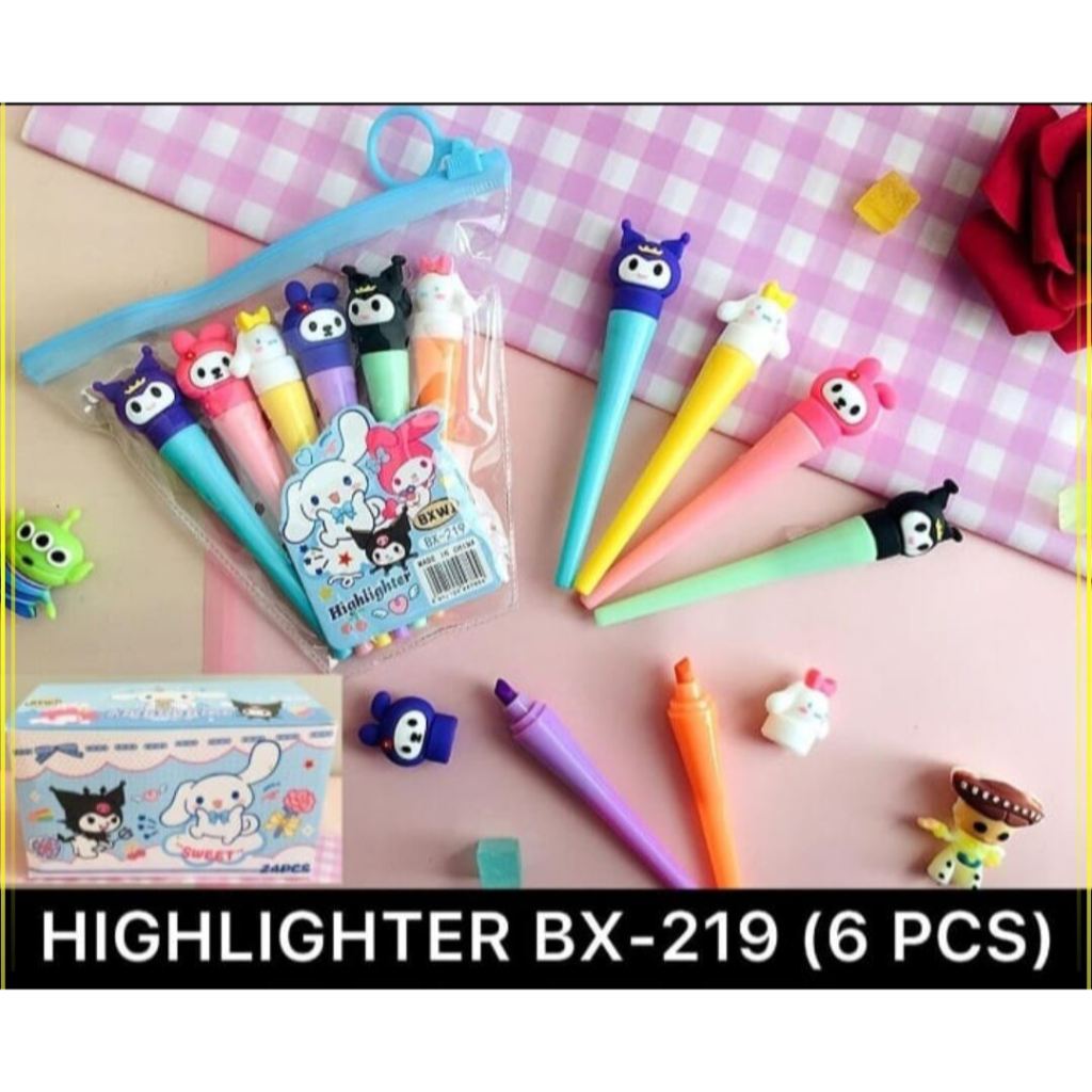 

Highlighter Spidol Penanda Set 6 Lucu Sanrio Alpukat Astronot + Dompet Case