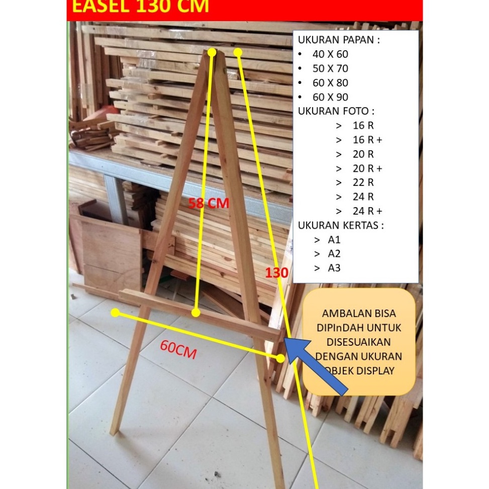 

ART D53B EASEL 13 CM WOODEN STAND TRIPOD KAYU STANDING KAYU foto photo kanvas lukisan pigura whiteboard chalkboard foto preweding congratulation frame