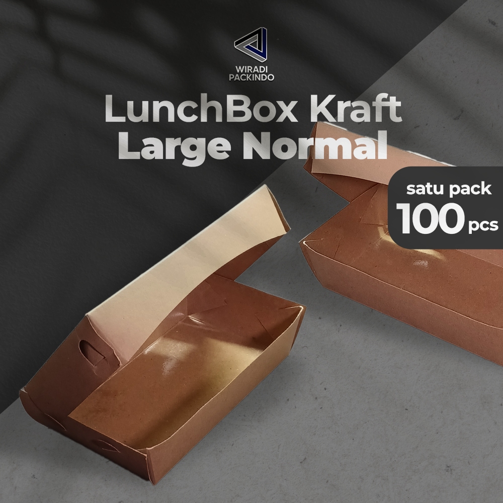 Kotak Makan Kertas / Paper Lunch Coklat / Kemasan Makanan Kraft Size L