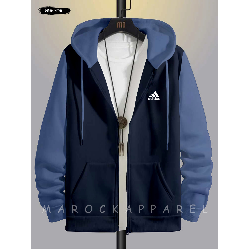 Sweater Hoodie Zipper Kombinasi Pria/Wanita - Hoodie Distro Zipper Motif Sablon Bahan Fleece Tebal