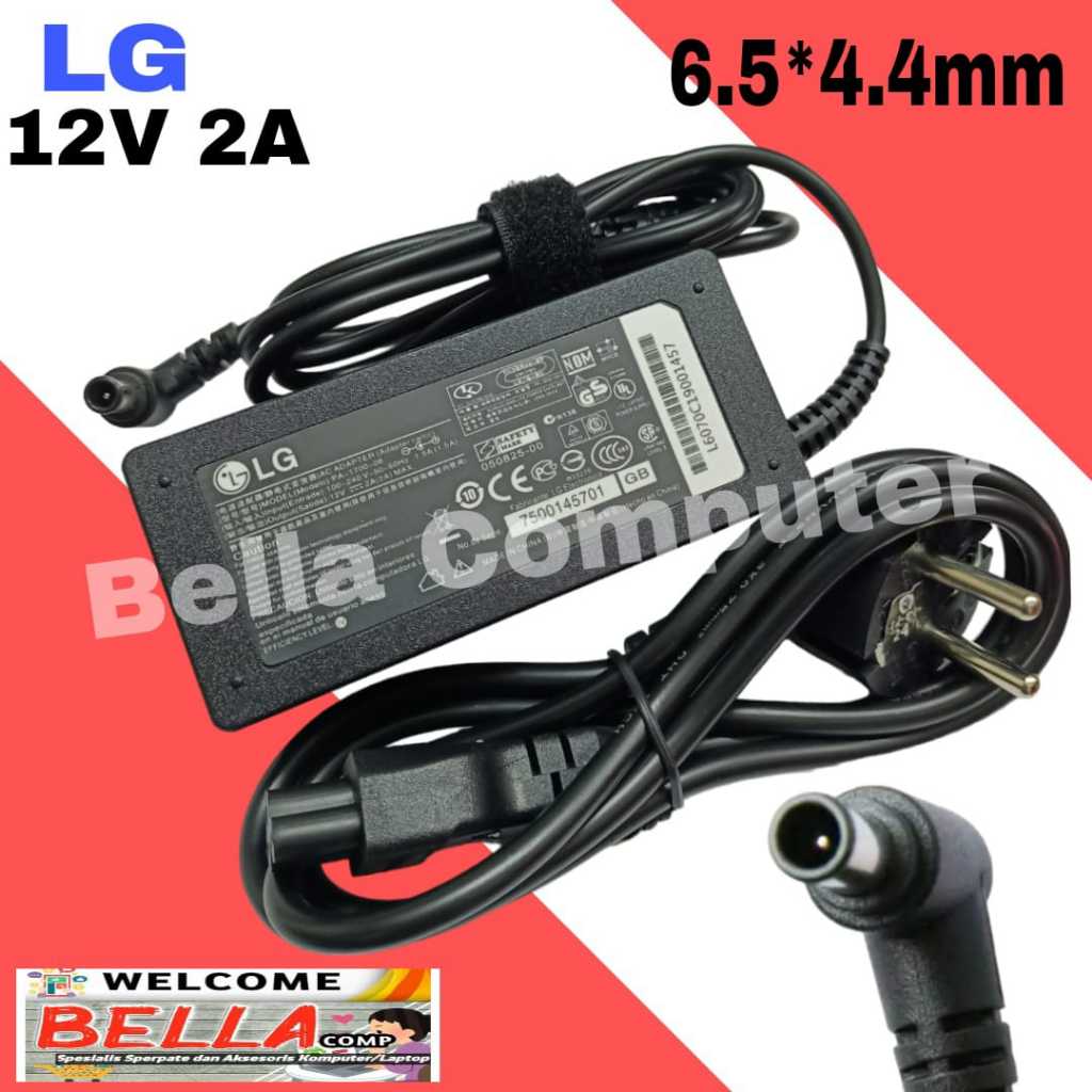 12V 2A 6.5X4.4MM Adaptor Televisi TV LG 12V 2A 24Watt /Adaptor AC DC untuk LG Monitor LCD W1943SV E1