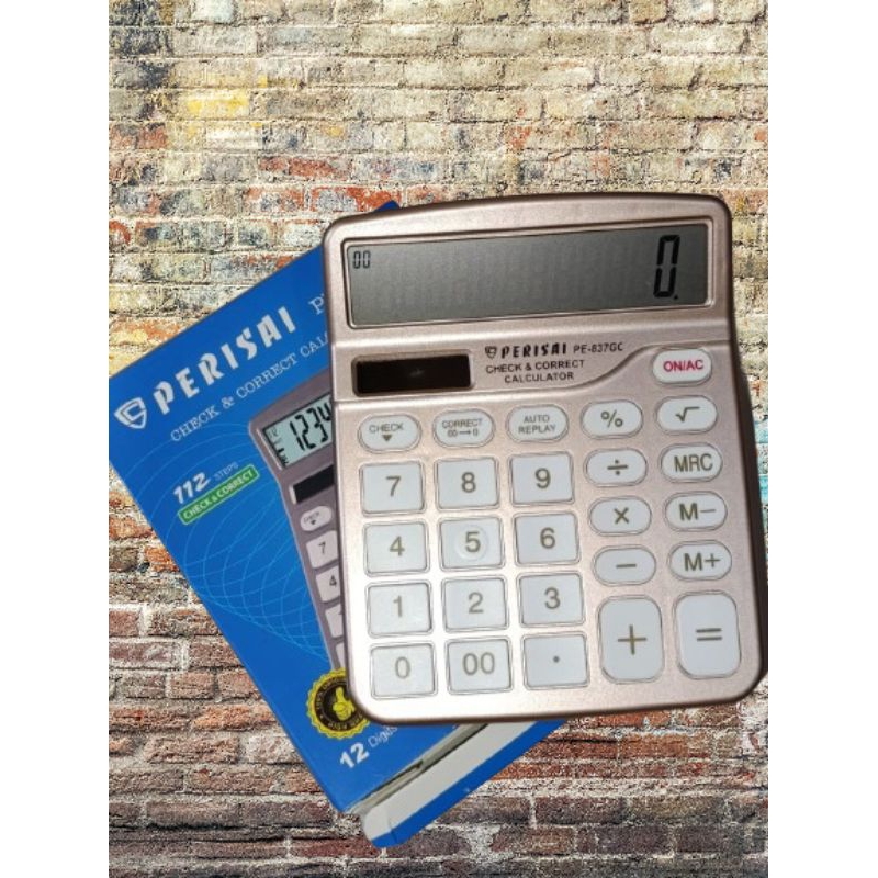 

kalkulator perisai tipe PE 837gc 12 digits tenaga Surya+baterai a2