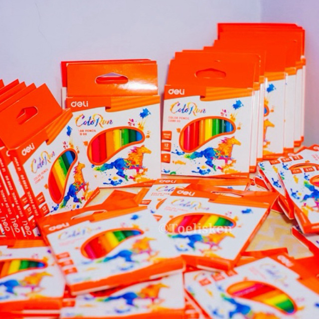 

Deli Pensil Warna 12 Warna Bebas Kayu, Warna Terang, Pegangan Segitiga