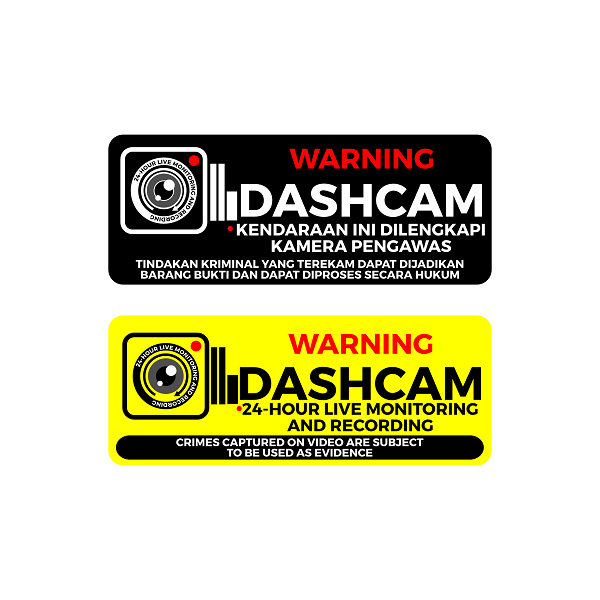 Stiker Transparant Dashcam Recording Tempel Dalam (Mirror)