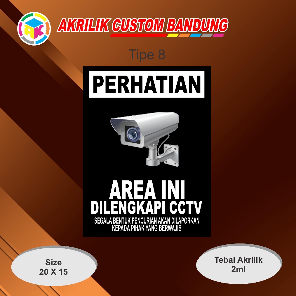 

ART T32E Akrilik Sign cctv tipe 8 Acrylic Signage Sticker Dipasang di Dinding Sticker