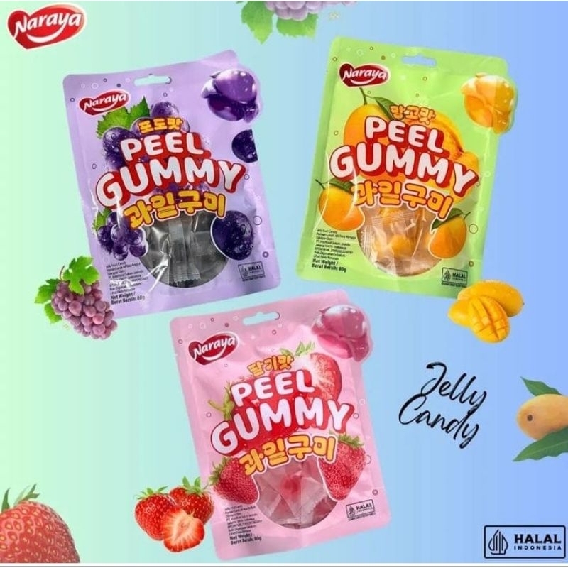 

Naraya peel gummy 80 gram anggur / stroberi / mangga