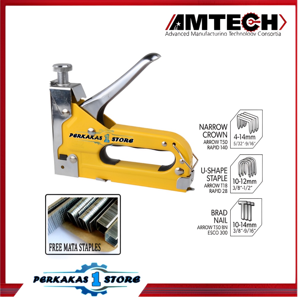 

ART L18C AMTECH Staples 3in1 Stapler Staple Gun Multifunsi 3 in 1 Alat Tembak Manual Free 3 Jenis Mata Set
