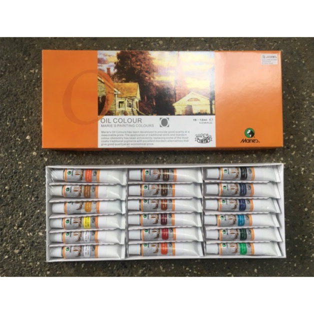 

KODE F6R4 Oil Colour Maries 18x12ml Cat Minyak Maries 18 warna 12ml