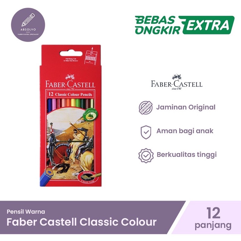 

ART Q56Q Kelir kayu faber castell 12 warna panjang kualitas bagus harga per pcs