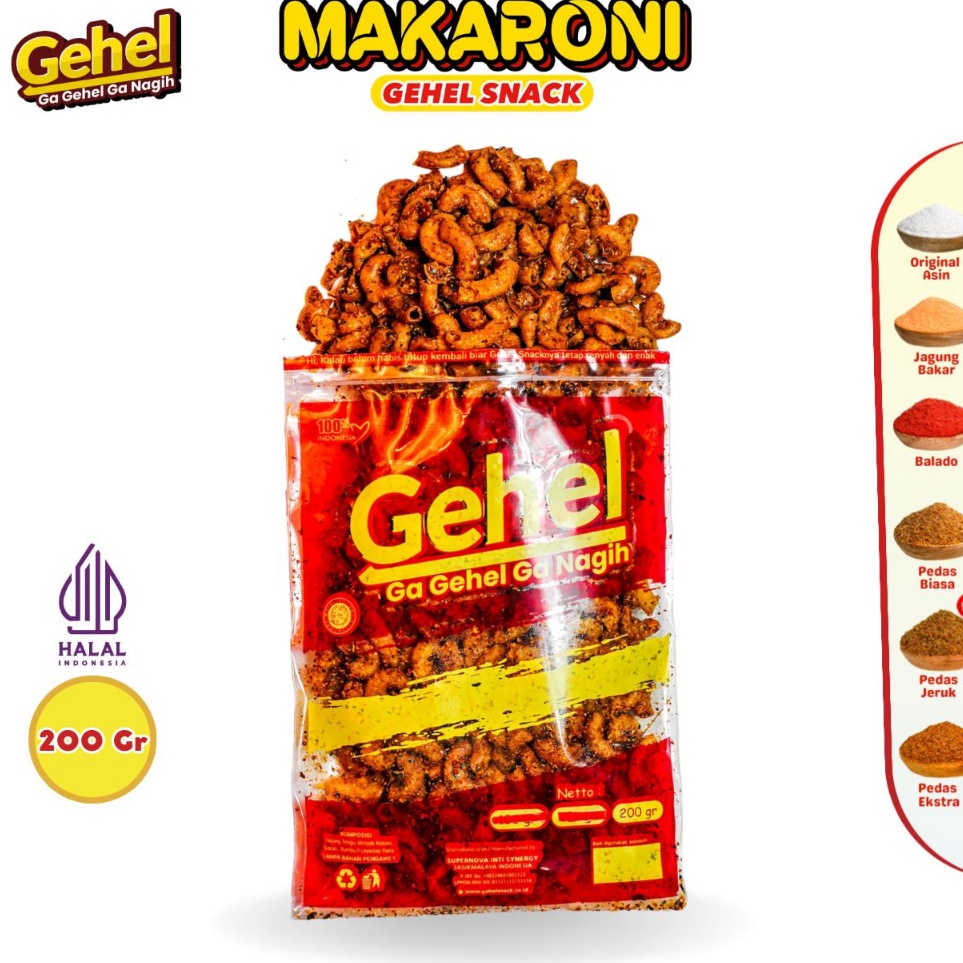 

Super Laris Gehel Makaroni 2gr Makanan Ringan Grosir