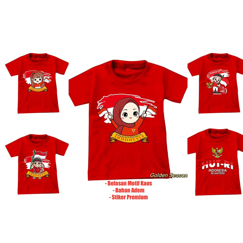 Kaos Agustusan Anak-Anak / Baju Atasan Merah Putih 17 Agustus / Kaos Distro