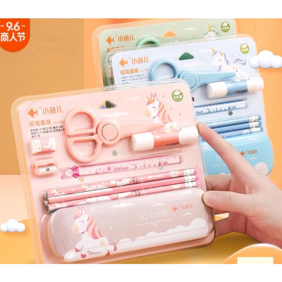 

KODE L7Y6 Set Alat Tulis Siswa Kartun Anakanak 7 Buah Set Penghapus Pensil Rautan Pensil Kotak Pensil Penggaris