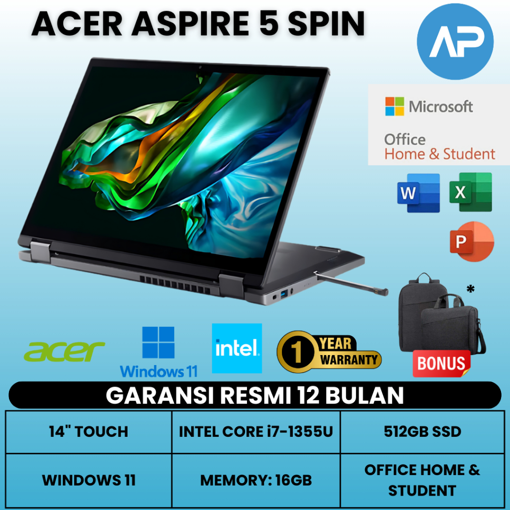 Laptop Acer Aspire 5 Spin Core i7 - 16GB - 512GB SSD - 14" Touch - Win