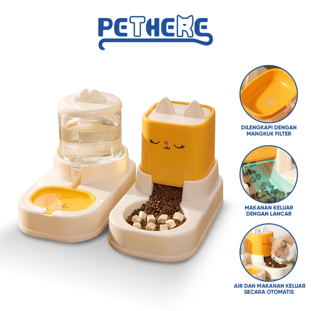 PET THERE TEMPAT MAKAN KUCING OTOMATIS/WADAH MAKAN KUCING/TEMPAT MAKAN MINUM KUCING ANJING/DISPENSER