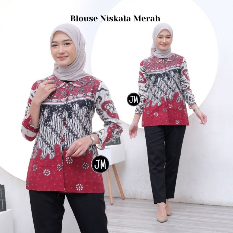 KIWARI BATIK Blouse batik wanita modern blouse batik wanita modis blouse batik wanita kantor HRB026 