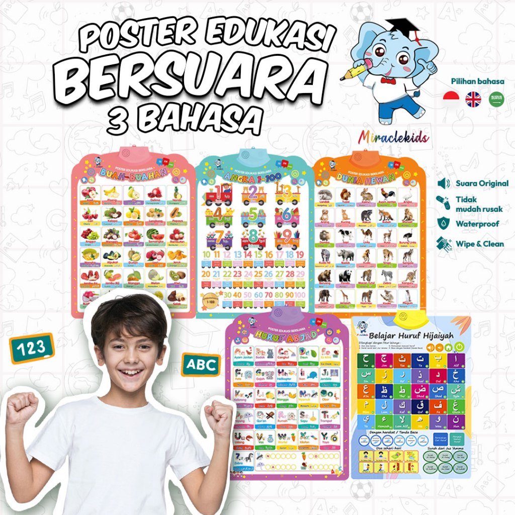 Poster mainan anak edukasi Poster Anak bersuara Poster Dinding Suara