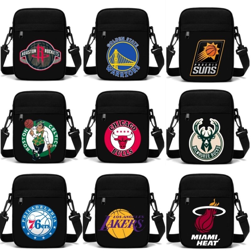 Tas Selempang Hitam NBA Club Basket Indonesia Bahan 100% Kanvas Cordura / Tas Selempang Pria Mini Mo