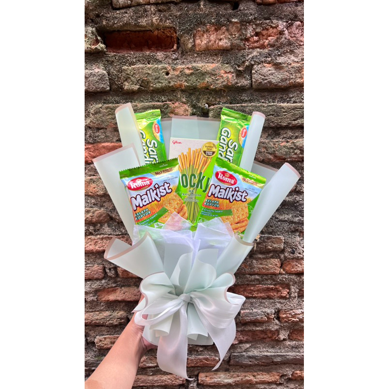 

buket snack tema warna hijau