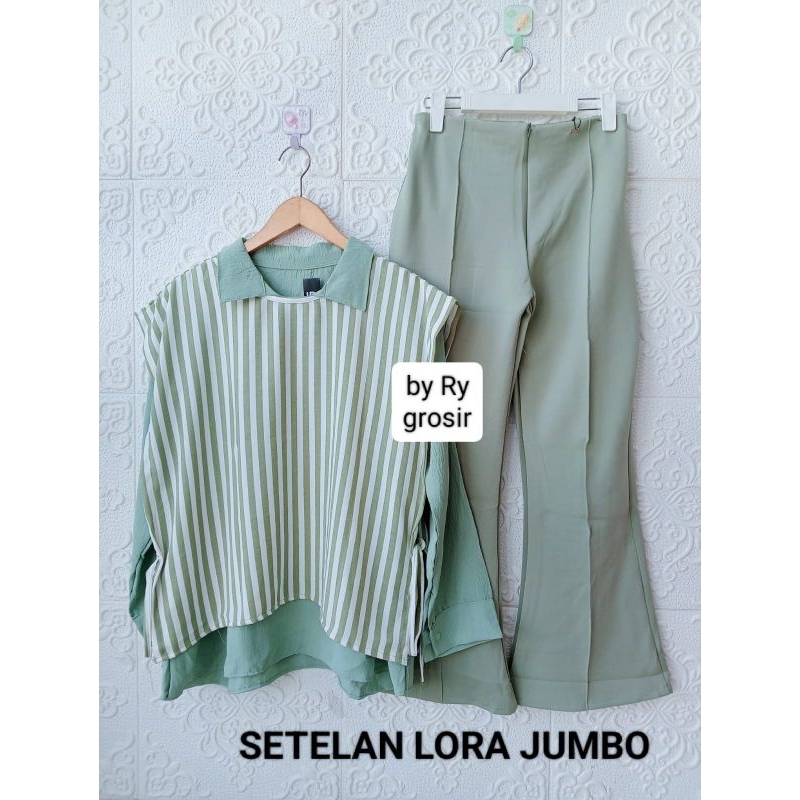 Setelan Wanita Jumbo Lora Rompi + Iner + Celana Cutbray Scuba