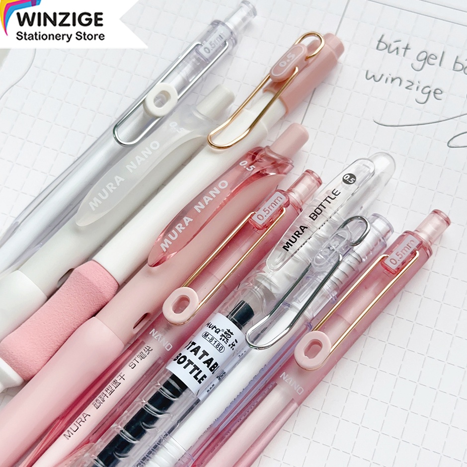 

KODE M1X6 Winzige MURA 8pcs pulpen gel aesthetic 5mm pulpen lucu retractable gel pens pen mekanik tinta hitam