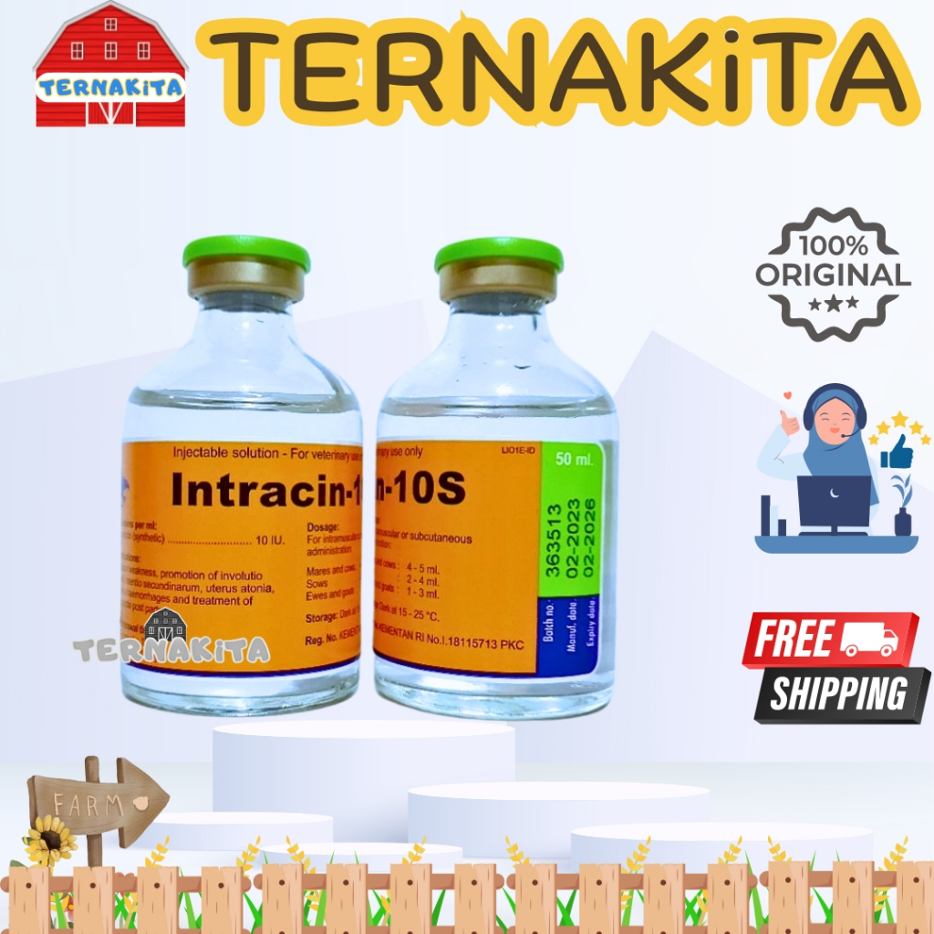 INTRACIN 50 ml (Pengganti Oxytocin 10) Obat Hormon Kontraksi Uterus Kelenjar Susu Hewan