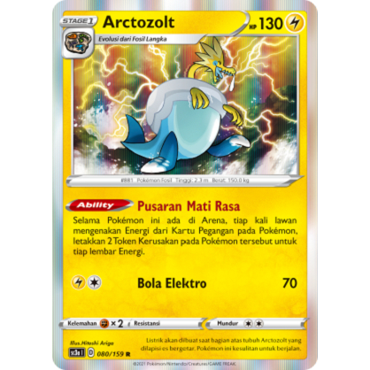 POKEMON TCG INDONESIA ARCTOZOLT HOLOGRAM SC3A 080/159