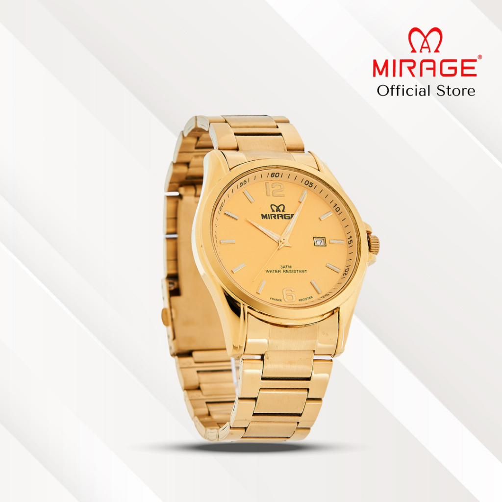 Mirage Jam Tangan Pria Analog 8710 M Gold Original Stainless