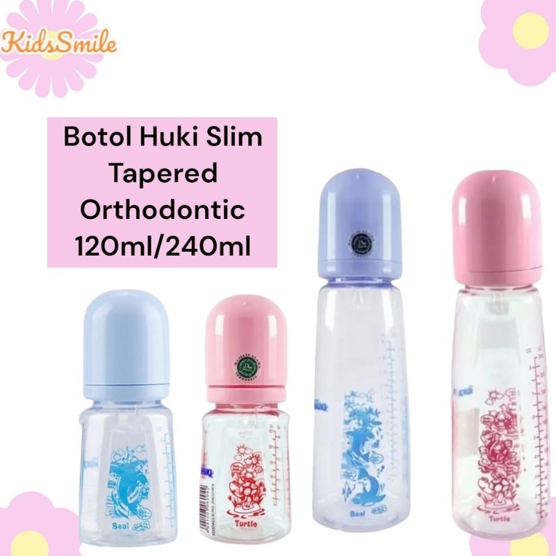 Berkualitas (Kidssmile)Botol Susu Baby Huki Tapered Orthodontic Botol Slimneck/Dot Gepeng