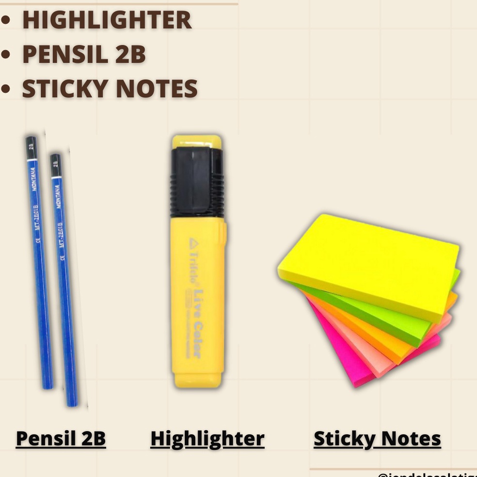 

KODE I9I6 Hadiah Pensil 2B Highlighter Sticky Notes