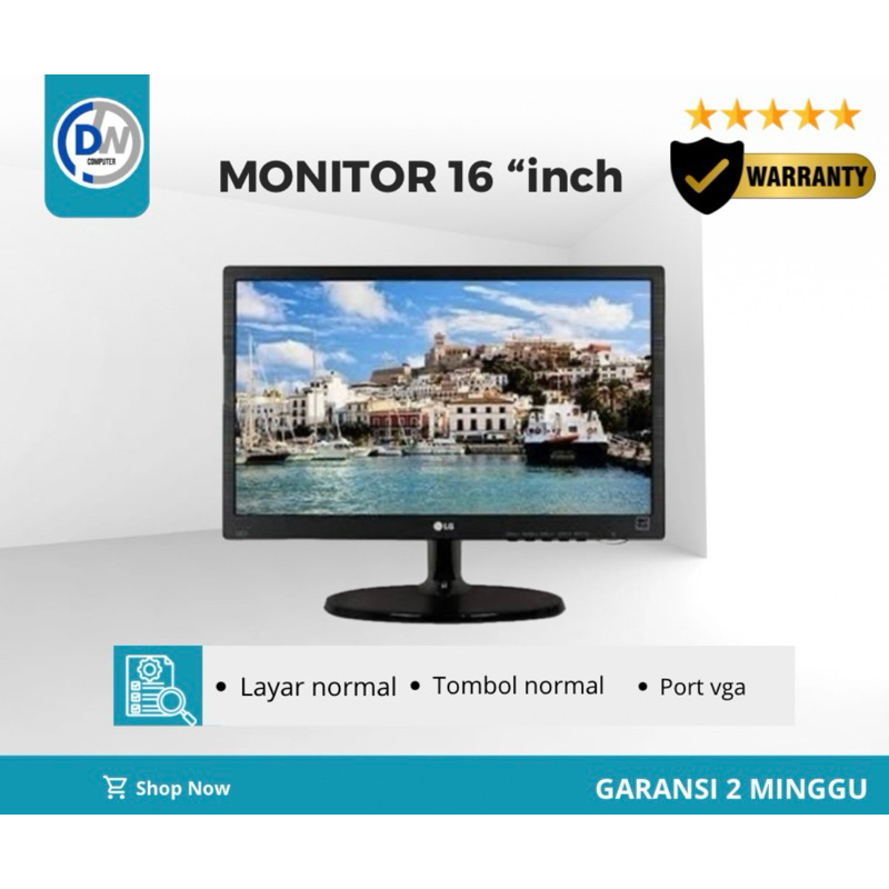 Monitor 16 inch Wide merk acer lenovo hp lg dll
