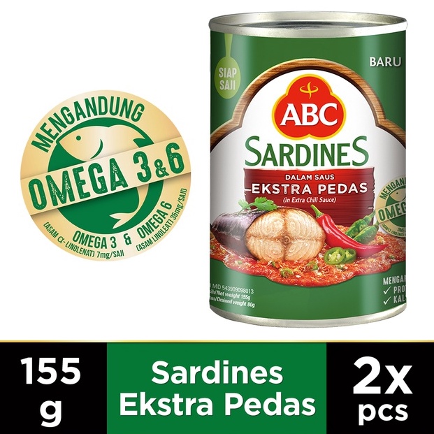 

Diskon Gede ABC Sarden Saus Extra Pedas 155 g x2