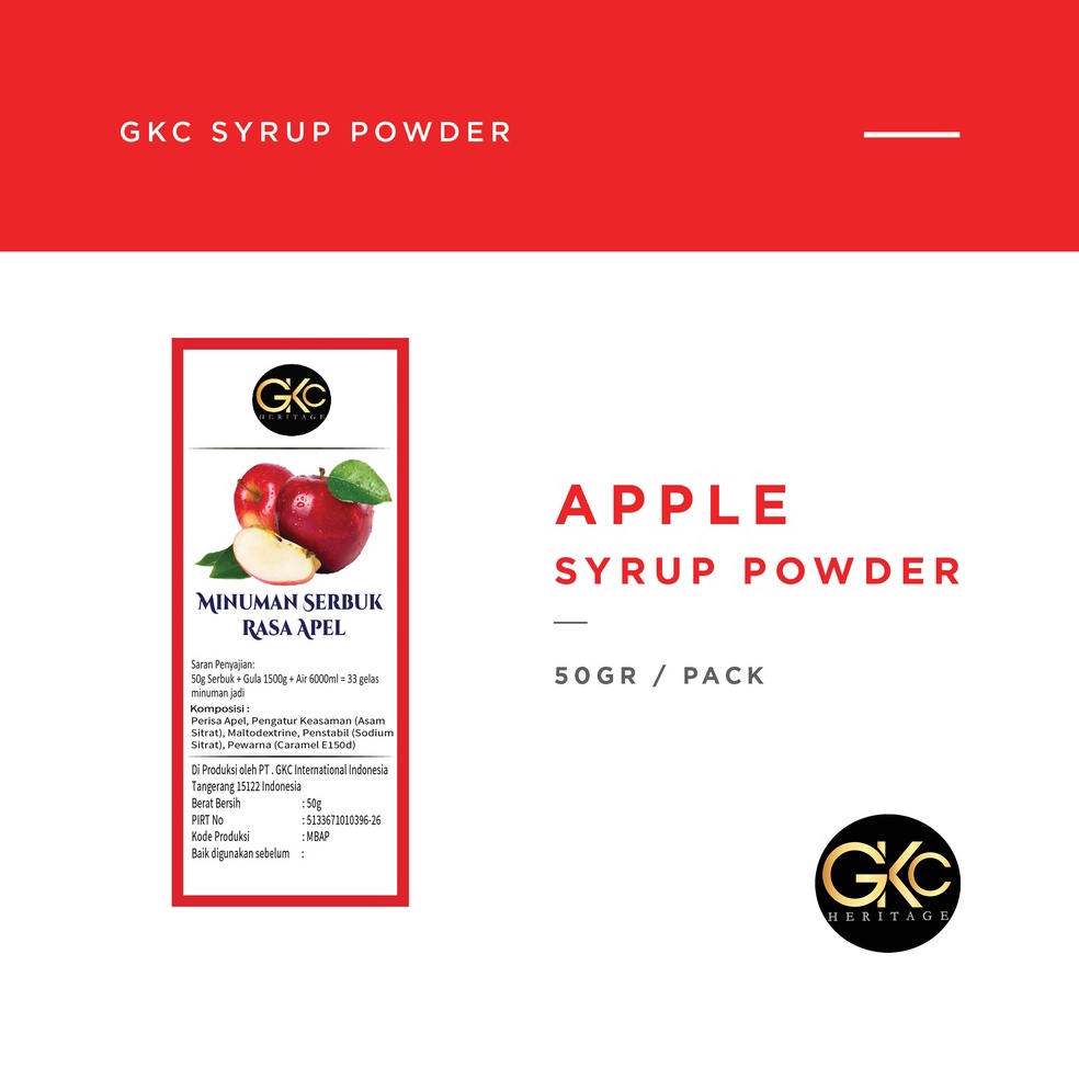 

Buruan Dapetin Bubuk Sirup Apel Apple Powder Syrup Serbuk Minuman Powder Drink sudah HALAL GKC Heritage 5 gram