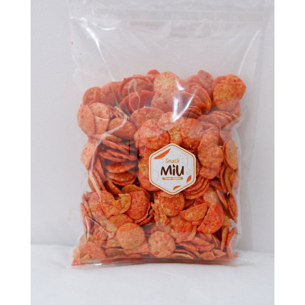 

Snack Miu - Keripik Opak Mini / Opak Koin / Opak Singkong Pedas Manis 250gr