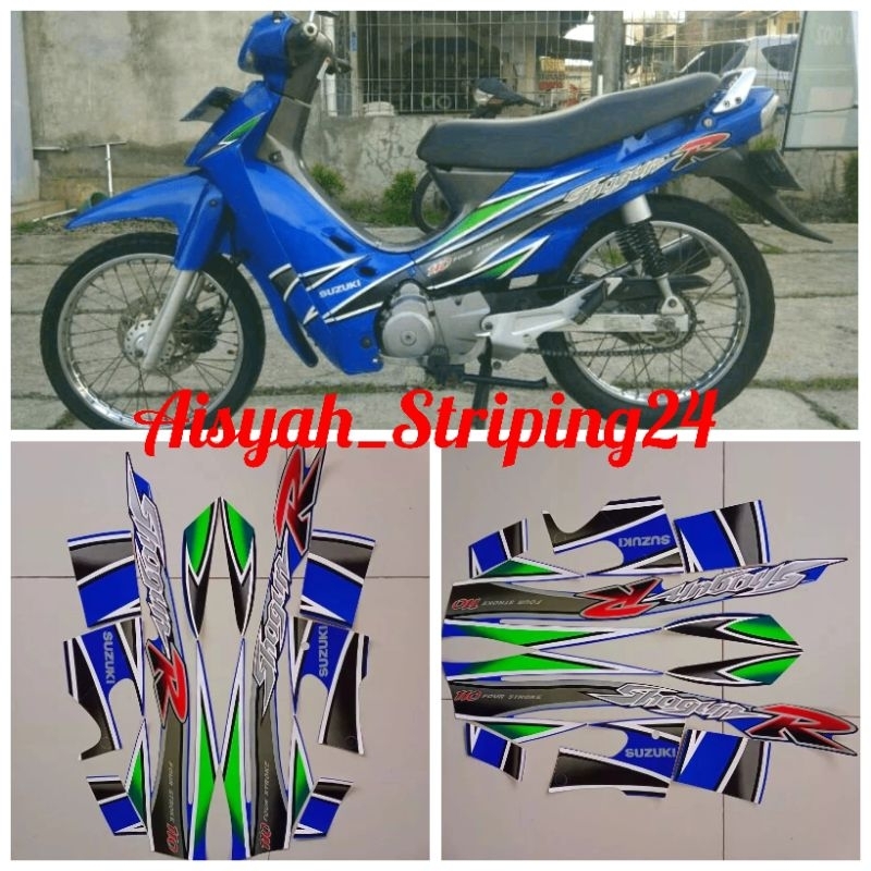 STIKER STICKER STRIPING LIS LES BODY MOTOR FULL SET SHOGUN R 110 FOUR STROKE TAHUN 2003