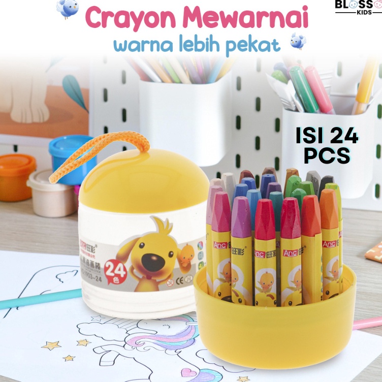 

ART S96U Crayon Anak Mewarnai 24 Warna Krayon Oil Pastel Desain Barrel BLOSSOM KIDS