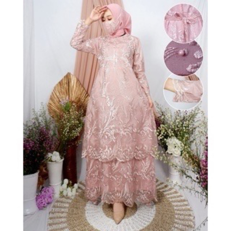 GAMIS TULLE NEW 2 TINGKAT BUSUI /GAMIS KEBAYA TULLE / BAJU PESTA MODERN / GAMIS TILE MITUARA MALAISI