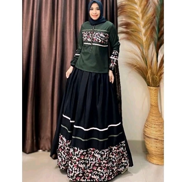 Set Remaja Terbaru  Unik. Stelan Muslimah Trendy Set Deura SR 405