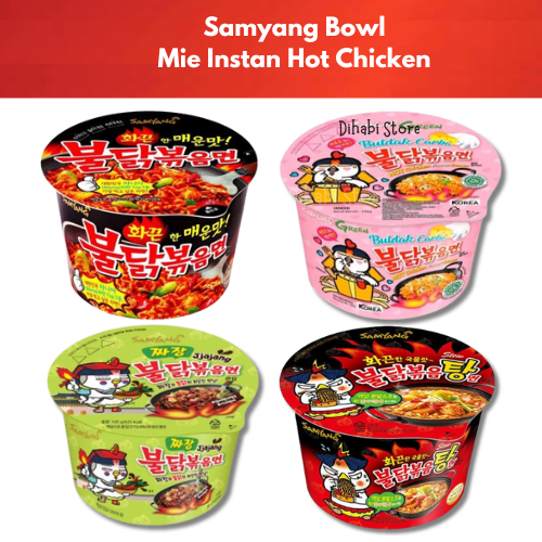 

Samyang Mie Instan Bowl Hot Chicken Ramen Original , Carbonara , Stew Hot , Jjajang 105 Gram