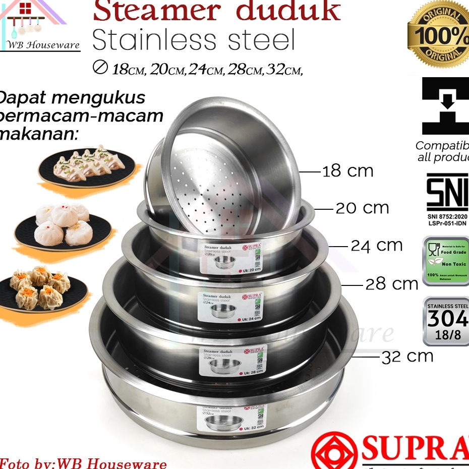 JCm Steamer panci multifungsi saringan kukusan sauce pot stainless 18cm2cm24cm28cm32cm supra  Diskon