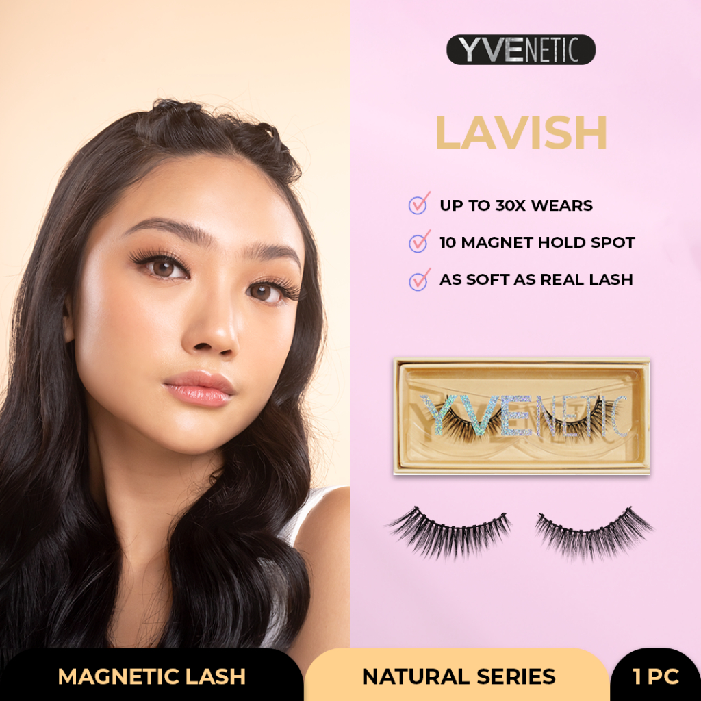 YVENETIC Lavish (Natural) - Magnetic Eyelash | Bulumata Magnetik Tanpa Lem - Menggunakan Eyeliner Ma